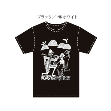 福岡の人気イラストレーターお絵描きノンクオリジナル キルギス日本Tシャツ(ブラック)