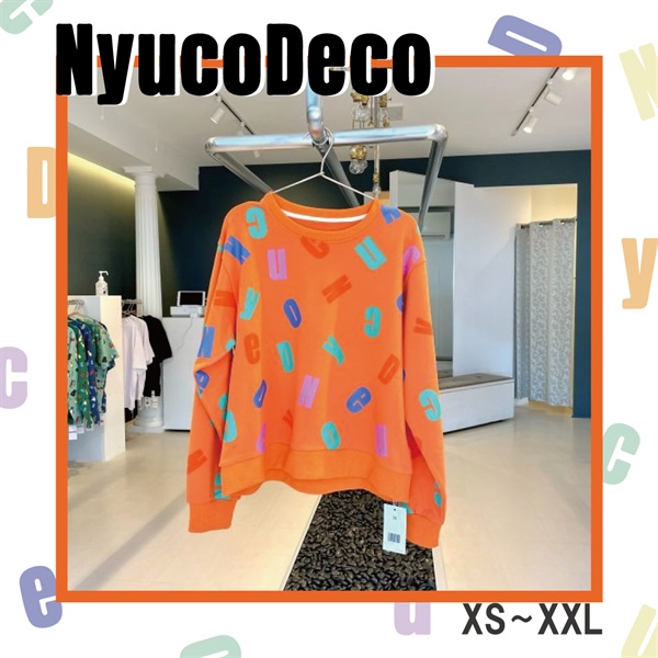 【Nyuco Deco】カラフルロゴスウェット　オレンジorブルー